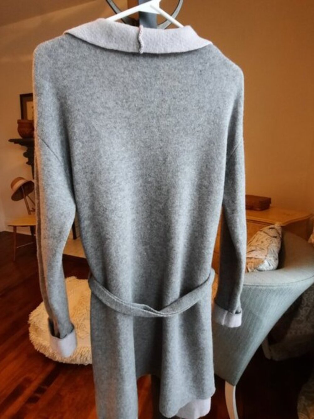 Italian Designed Wool Coatigan / Long open front Knit Cardigan - Picture 5 of 6